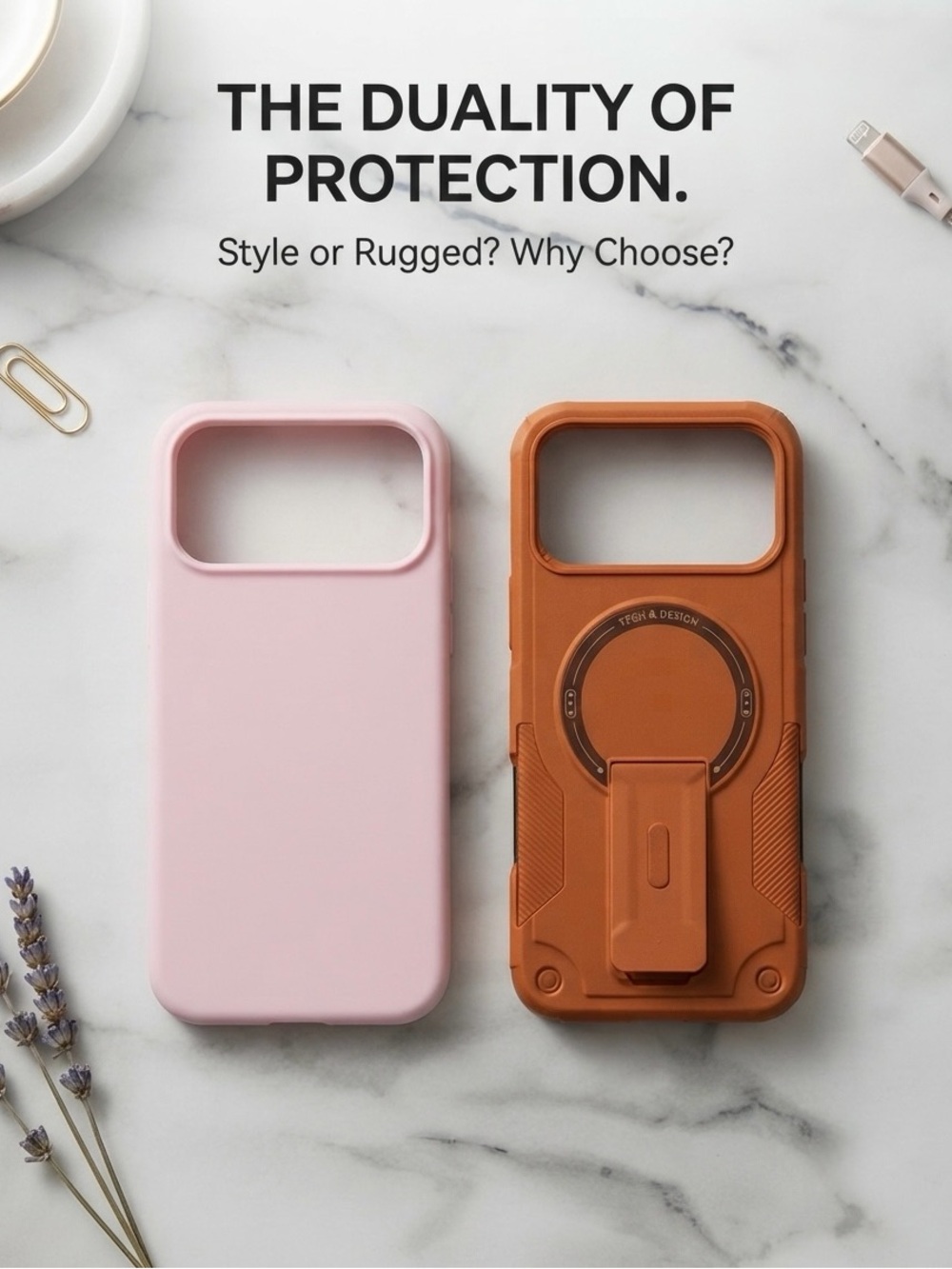 iPhone 17 Pro max Pink and Orange Protective Phone Case Duo - Universal Style